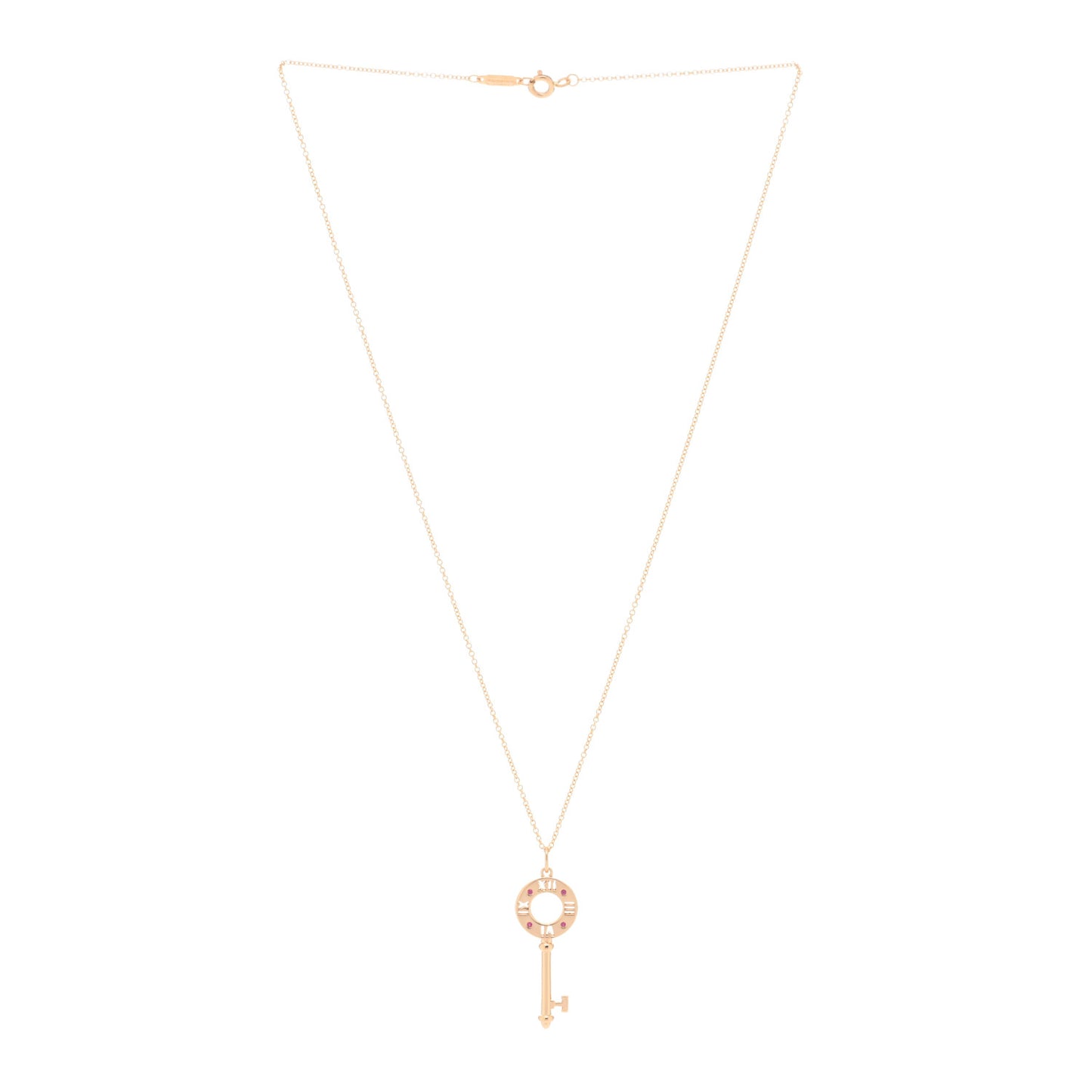 18K Rose Gold Ruby Atlas Pierced Key Pendant Necklace