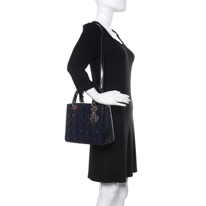 Christian Dior Patent Cannage Medium Lady Dior Navy Blue 2 of 12