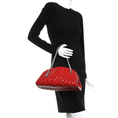 Chanel Patent Quilted Medium Just Mademoiselle Bowling Bag Red 2 of 7