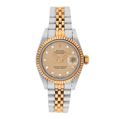 Rolex Stainless Steel 18K Yellow Gold Diamond 26mm Oyster Perpetual Datejust Watch Champagne 69173 1 of 4