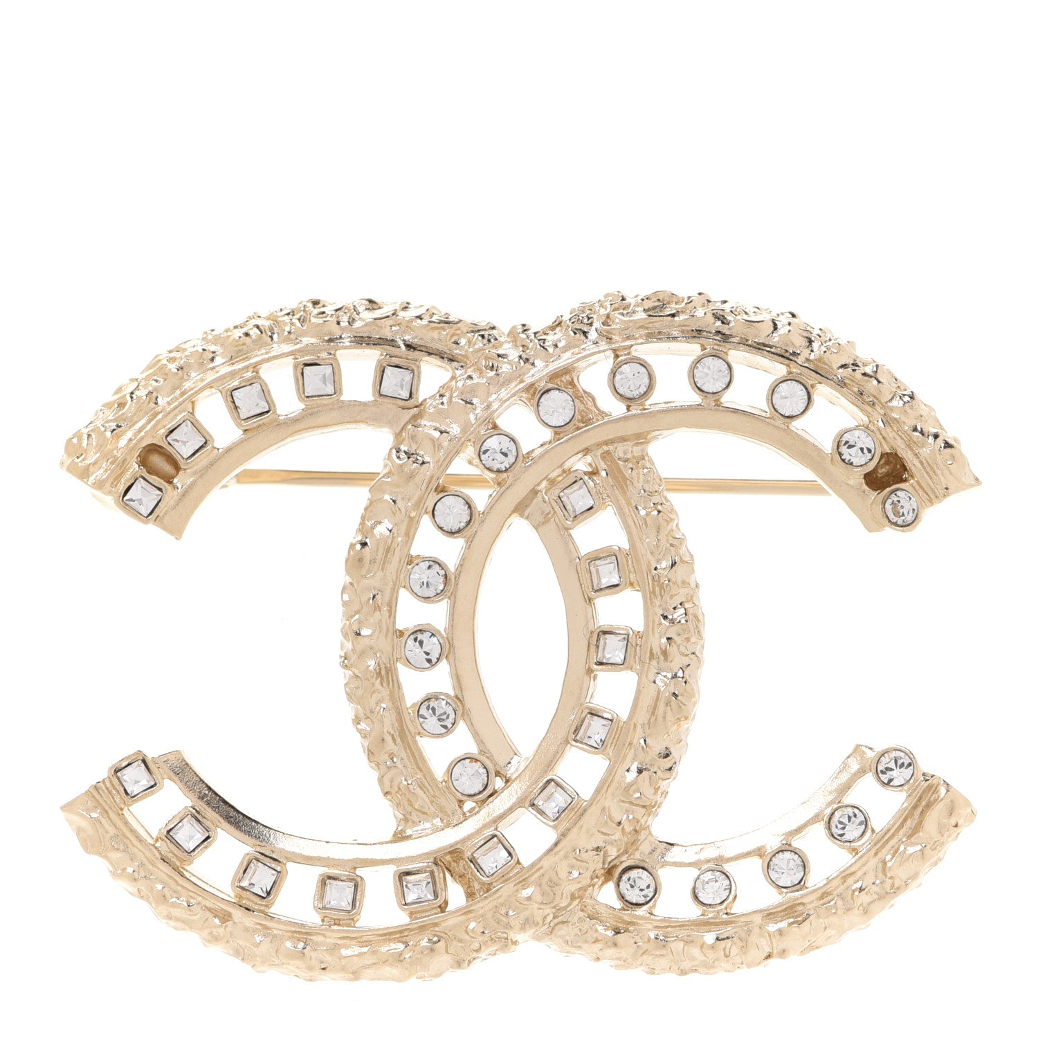 Chanel Crystal CC Brooch Light Gold 1 of 5