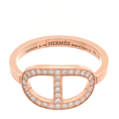 Hermes 18K Rose Gold Diamond MM Chaine d'Ancre Contour Ring 54 7 4 of 5