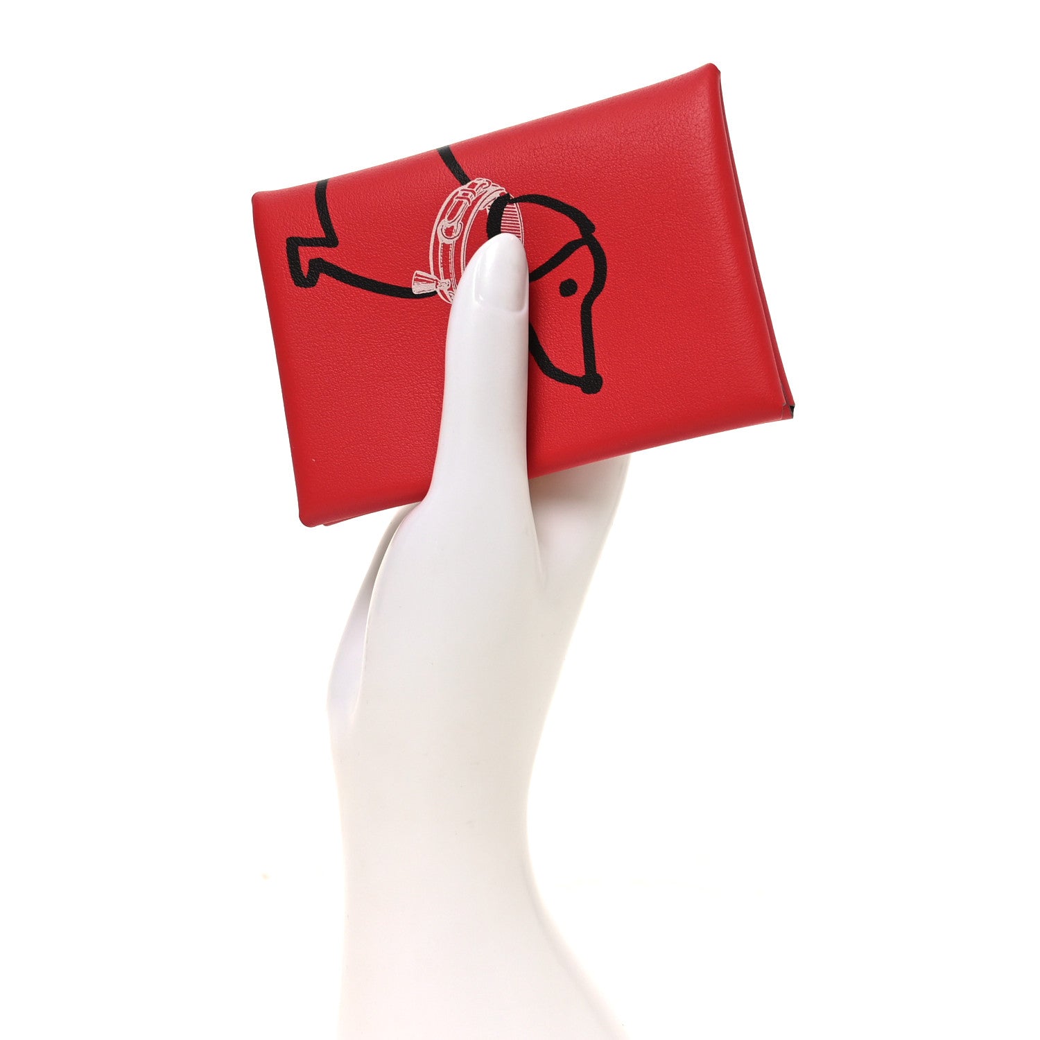 Hermes Swift Teckel a Collier Calvi Duo Card Case Rouge De Coeur 2 of 9