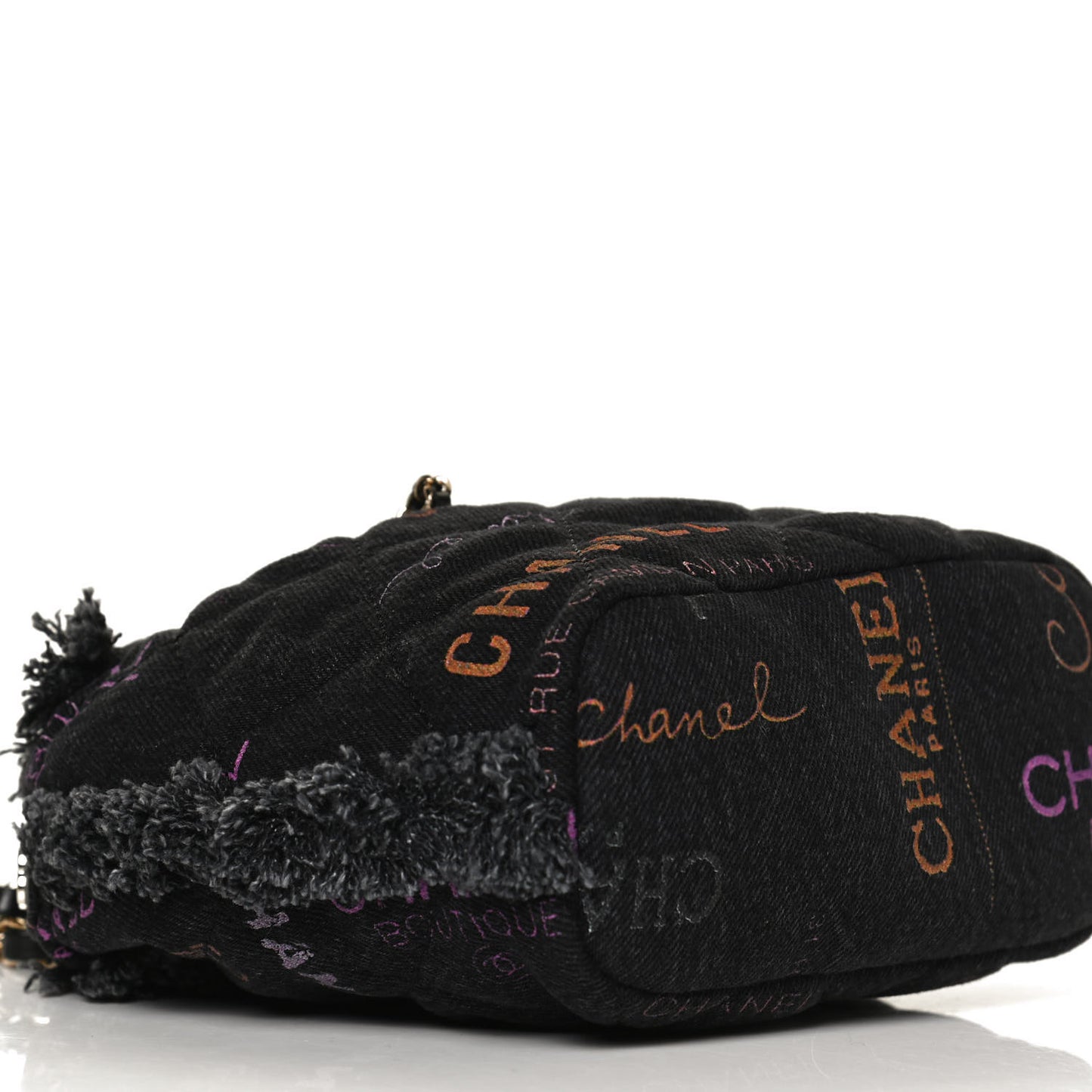 Denim Quilted Mood Small Bucket With Chain Black Multicolor