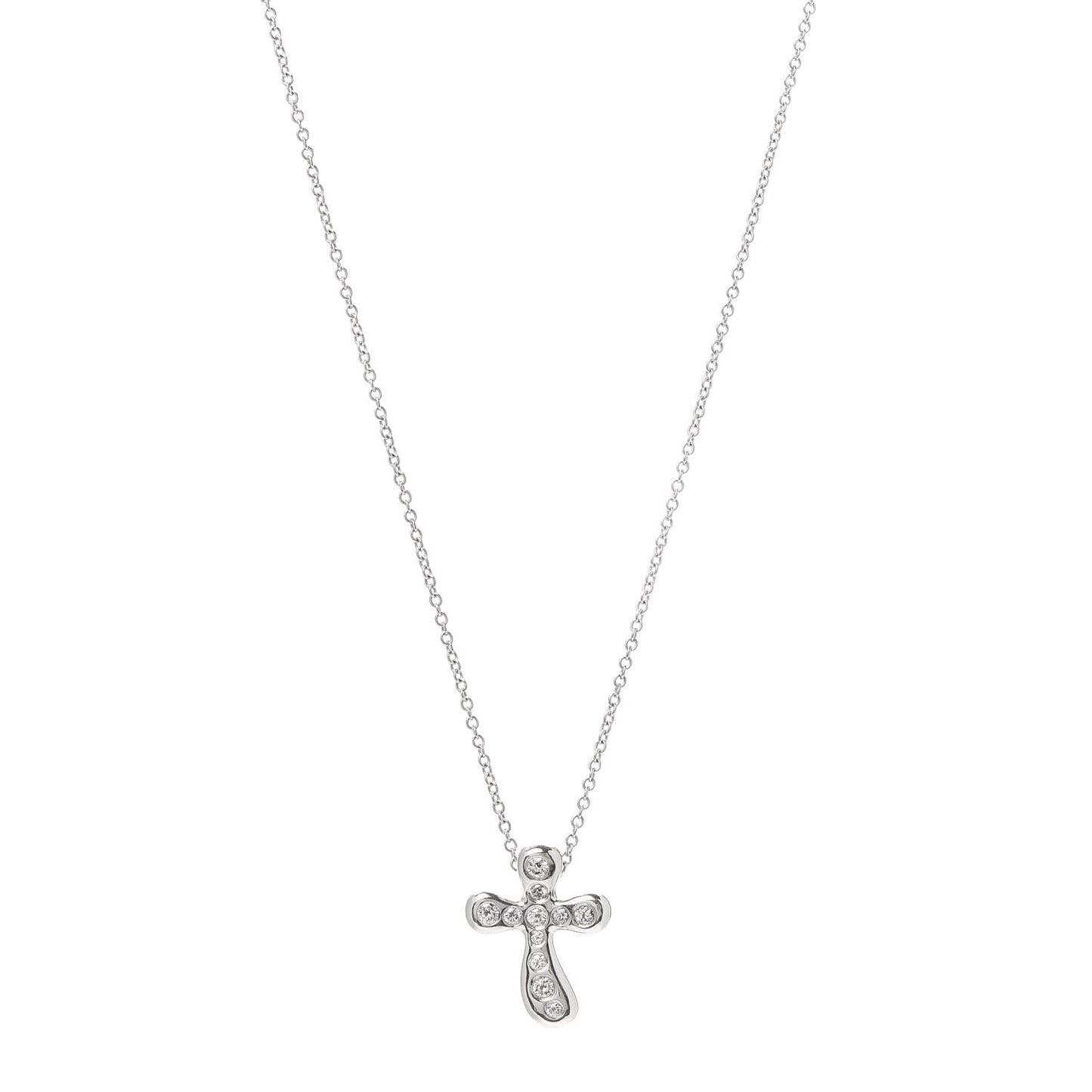 Platinum Diamond 16mm Elsa Peretti Cross Pendant Necklace