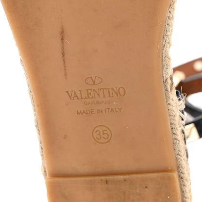 Valentino Garavani Grained Calfskin Rockstud Ankle Wrap Espadrille 20mm Flats 35 Navy 8 of 10