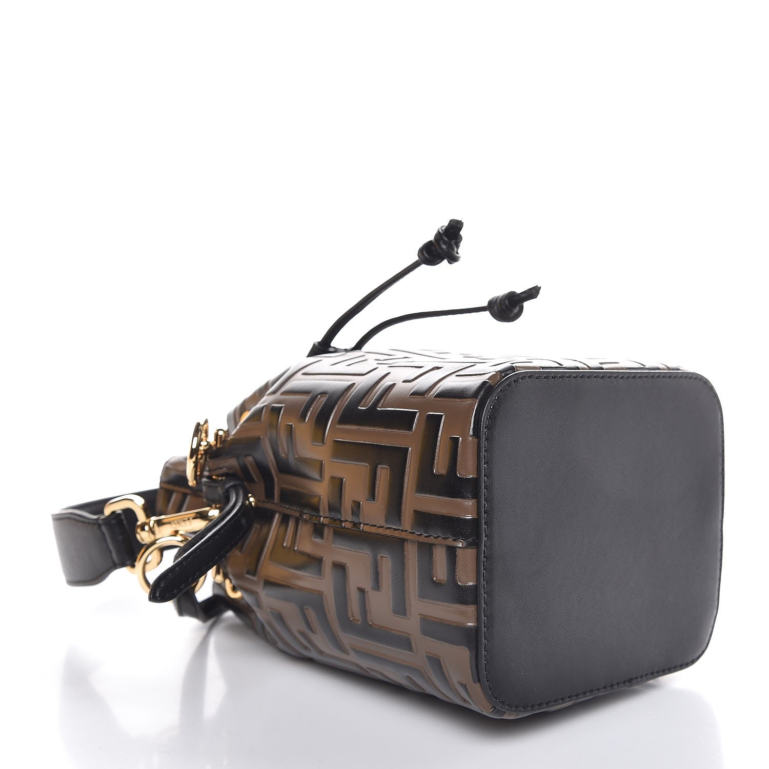 Fendi Vitello Liberty F is Fendi Bi-Color FF 1974 Embossed Mini Mon Tresor Bucket Bag Maya Black 4 of 8