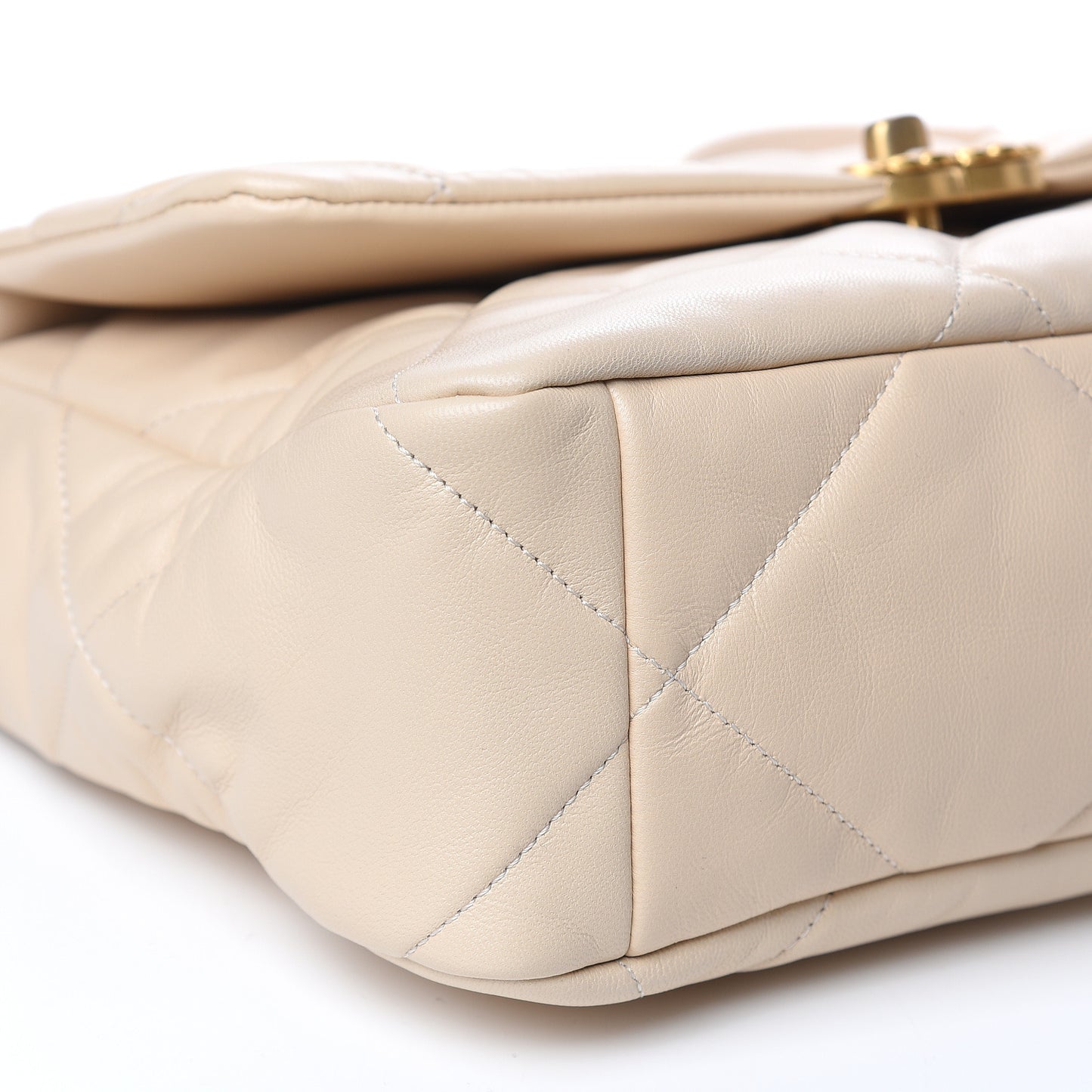 Lambskin Quilted Large 19 Flap Beige