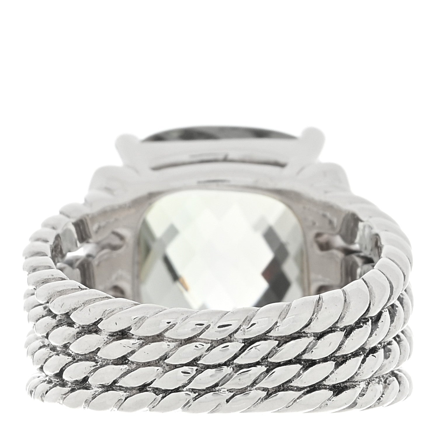David Yurman Sterling Silver Diamond Prasiolite 16mm Wheaton Ring 54 7 3 of 4