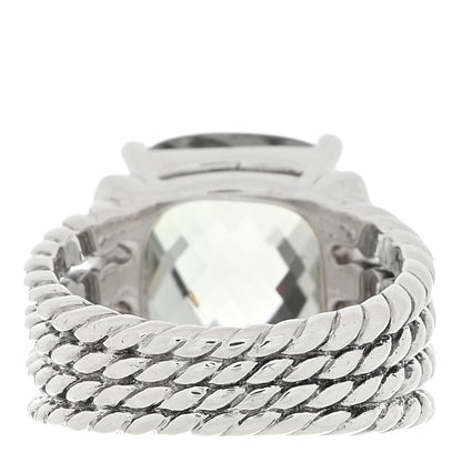 David Yurman Sterling Silver Diamond Prasiolite 16mm Wheaton Ring 54 7 3 of 4
