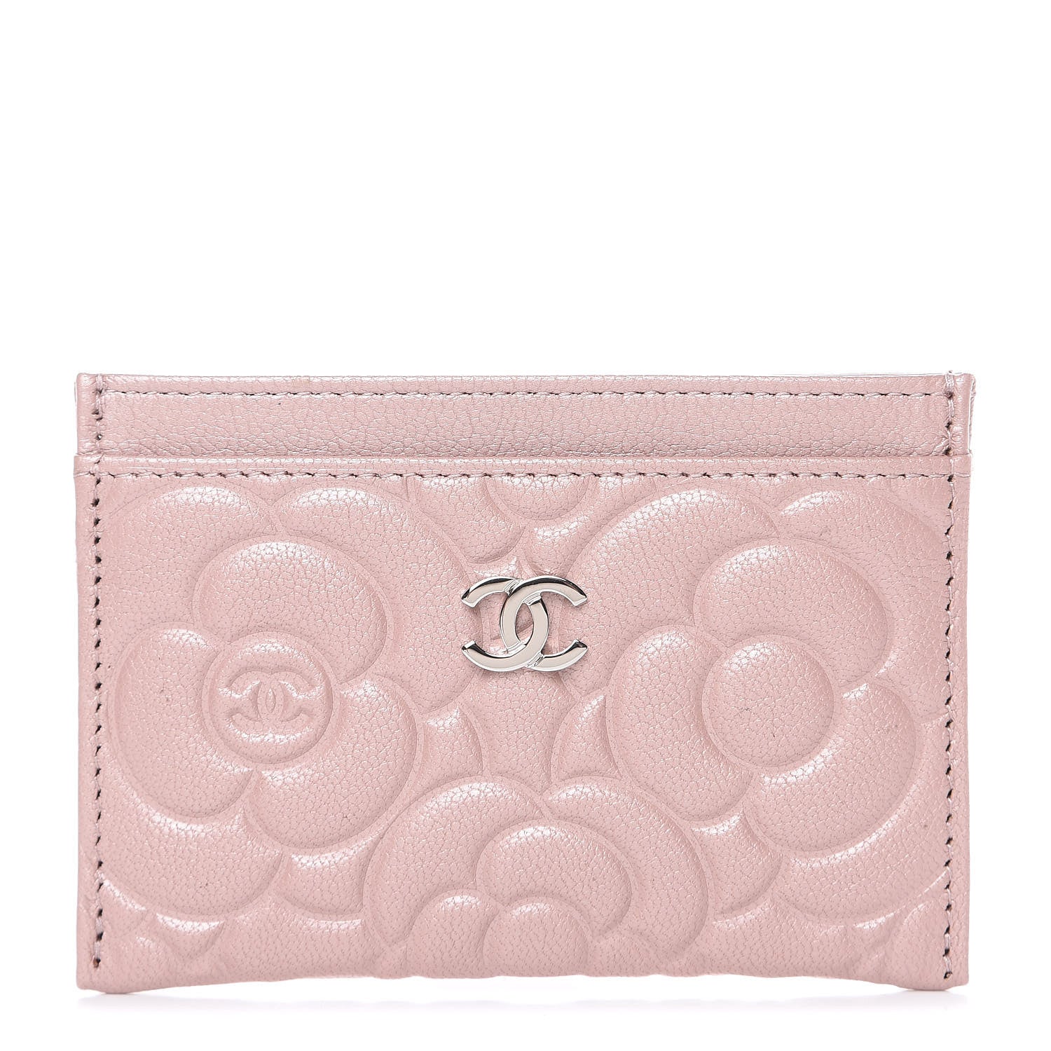 Chanel Goatskin Camellia Embossed Card Holder Light Pink 1 of 9