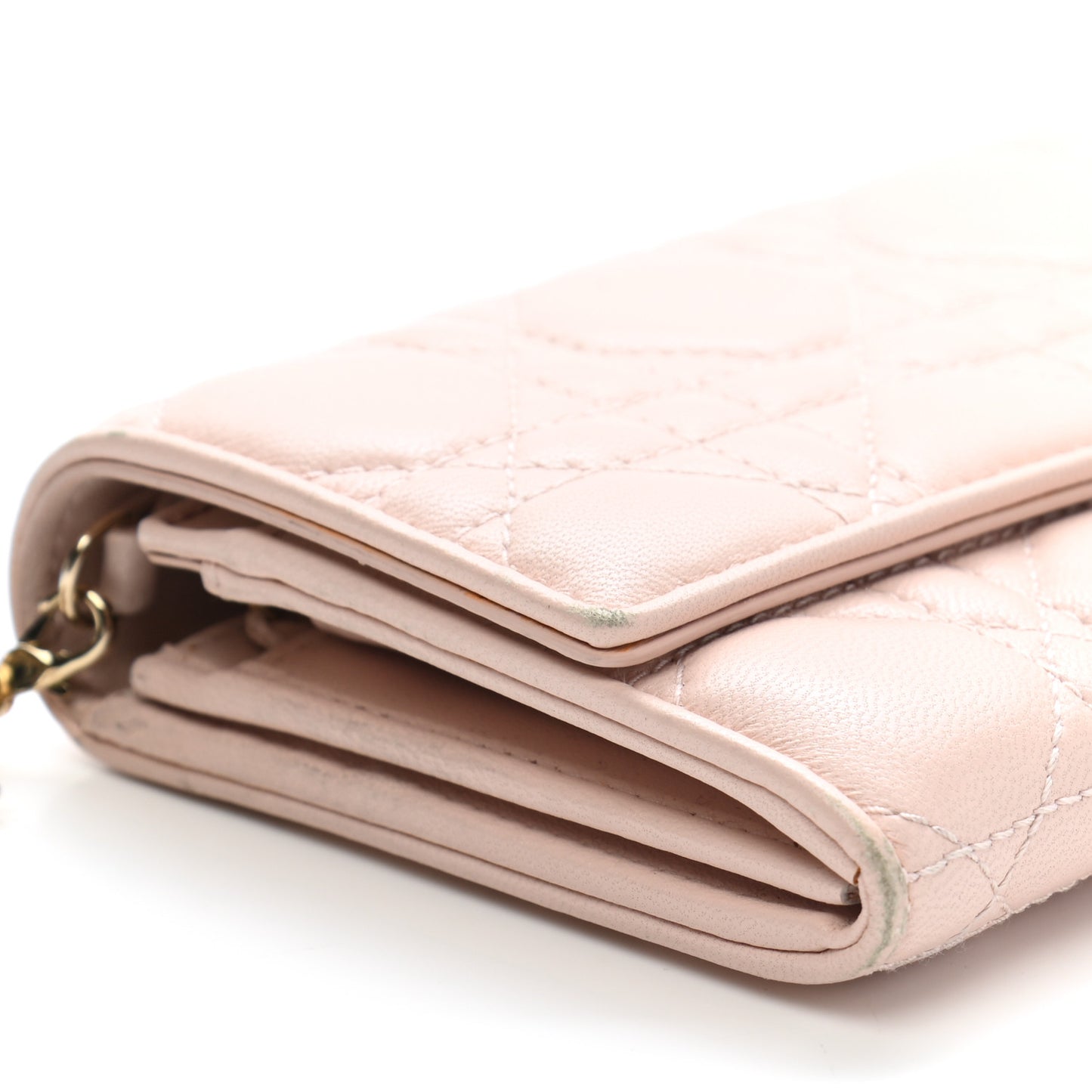 Lambskin Cannage Lady Dior Flap Wallet Light Pink