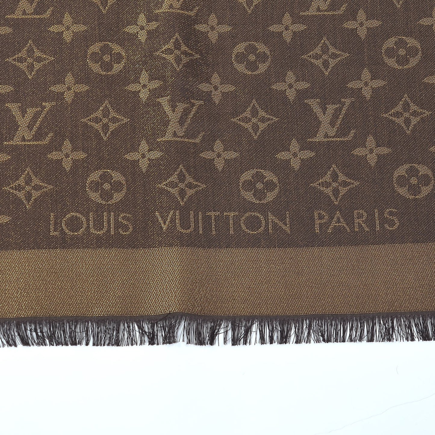 Silk Lurex Wool Monogram Shine Shawl Brown
