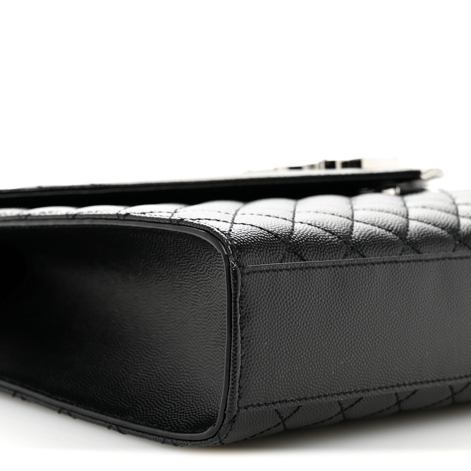 Saint Laurent Grain De Poudre Textured Mixed Matelasse Large Triquilt Monogram Satchel Black 9 of 10