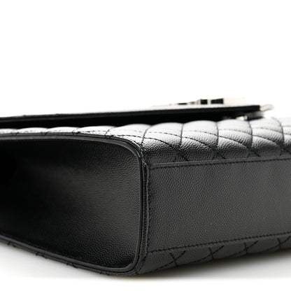Saint Laurent Grain De Poudre Textured Mixed Matelasse Large Triquilt Monogram Satchel Black 9 of 10