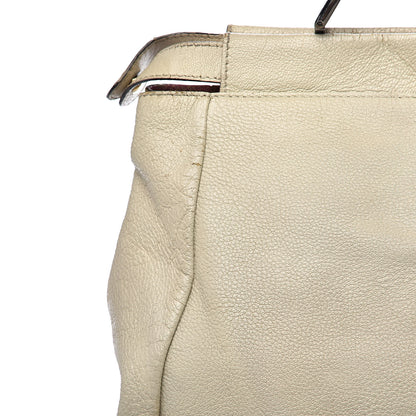 Fendi Goatskin Stingray Large Peekaboo Iconic Satchel White Pink 27 of 35