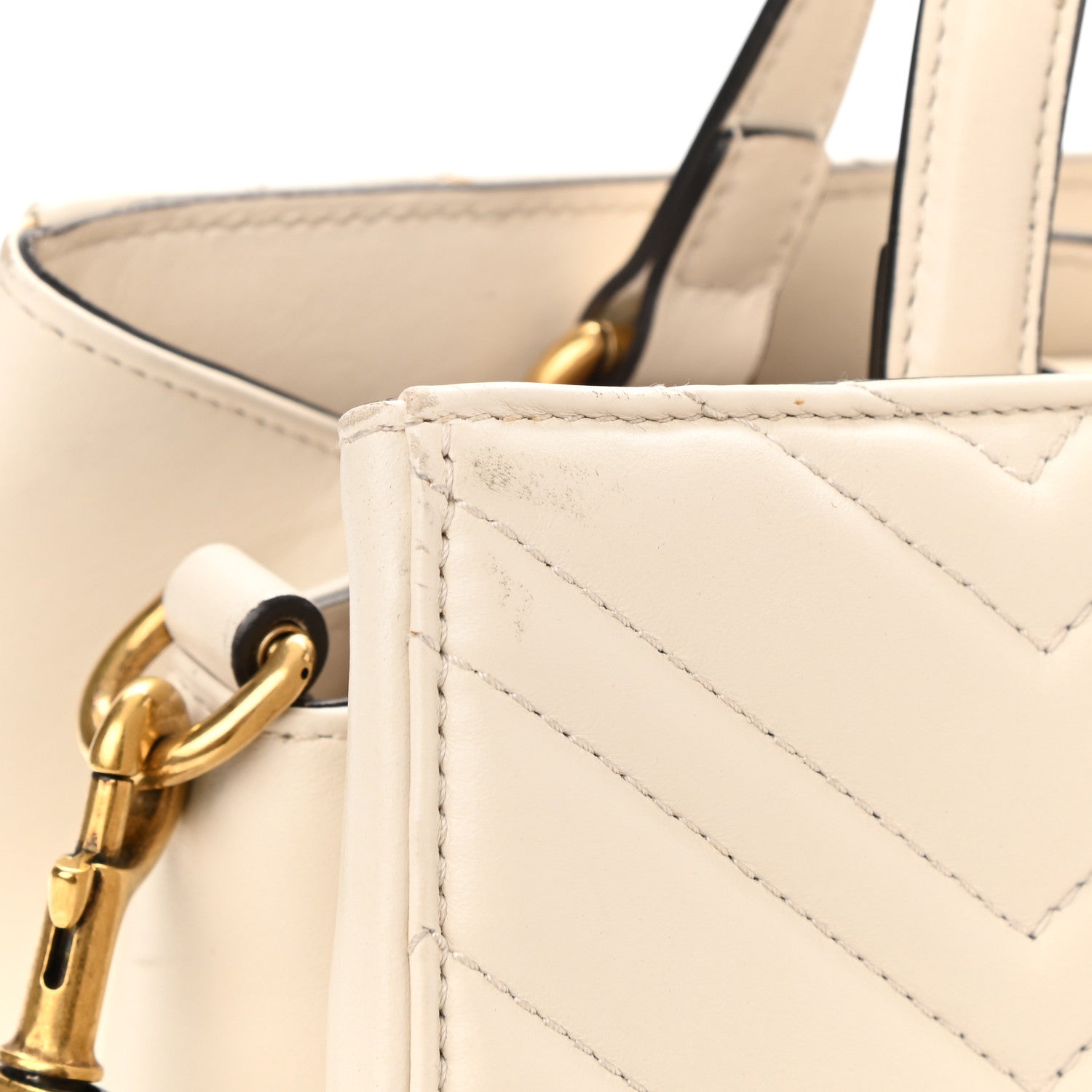 Gucci Calfskin Matelasse Small GG Marmont Tote White 13 of 13