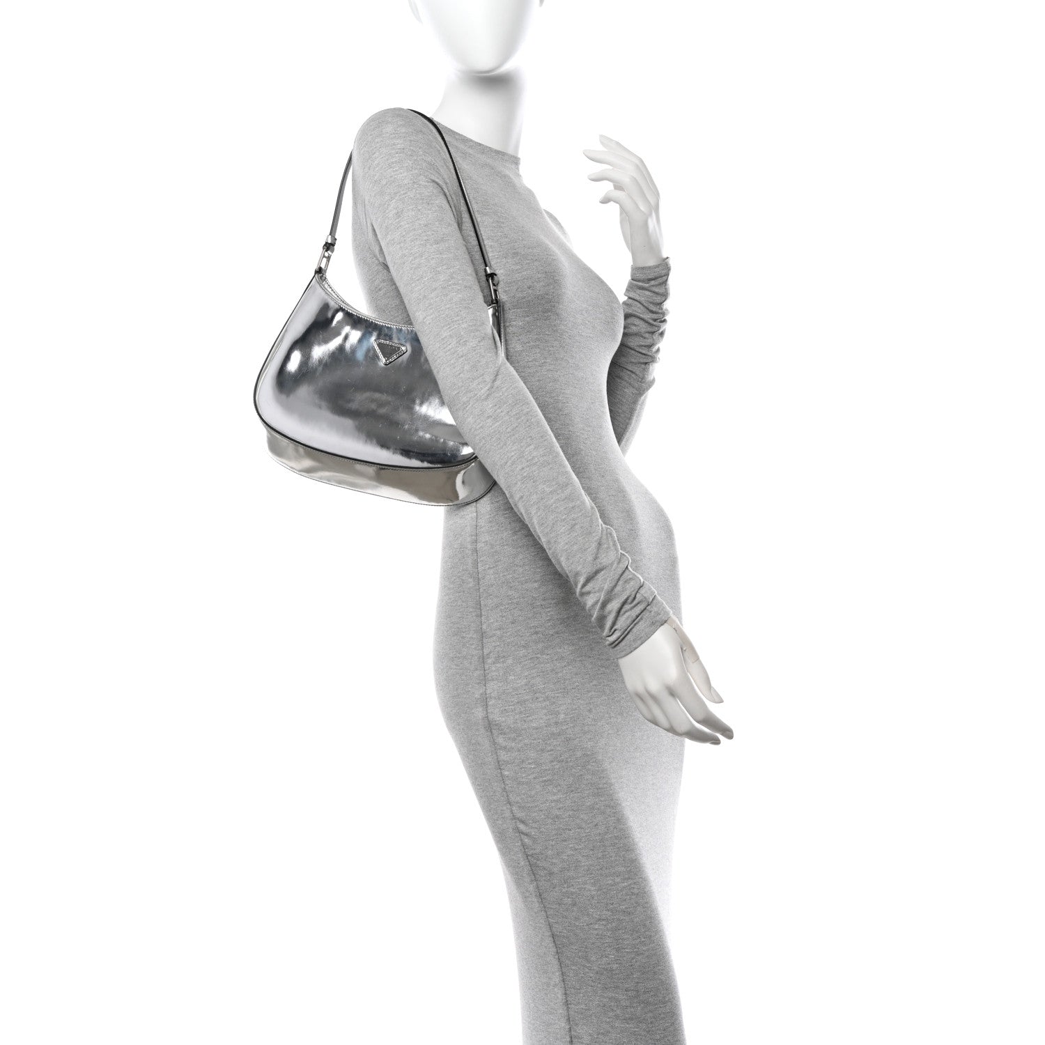 Prada Spazzolato Cleo Shoulder Bag Argento 2 of 11