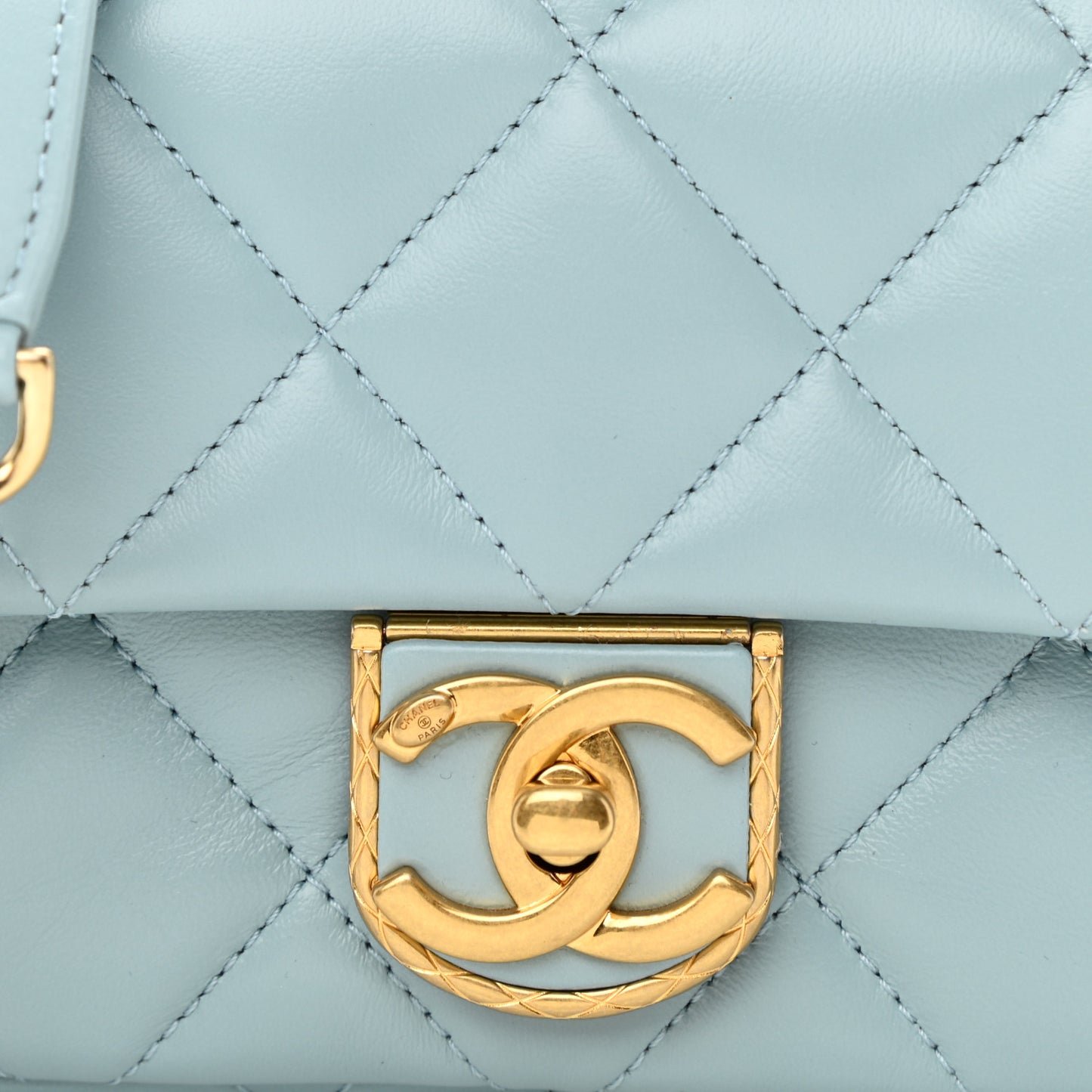 Lambskin Quilted Mini Flap Light Blue