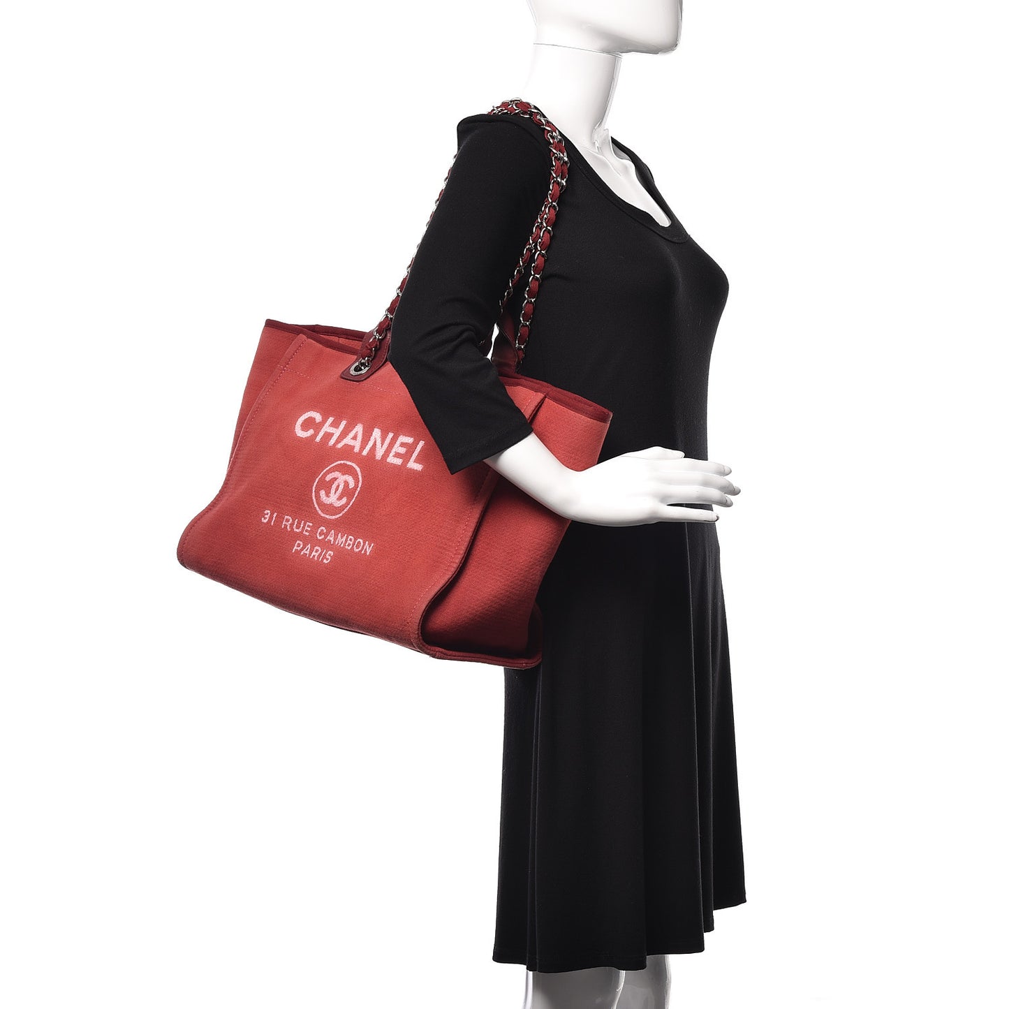 Canvas Large Deauville Tote Red