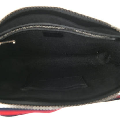 Gucci GG Supreme Monogram Appia Calfskin Web Flat Messenger Bag Black Grey 5 of 11