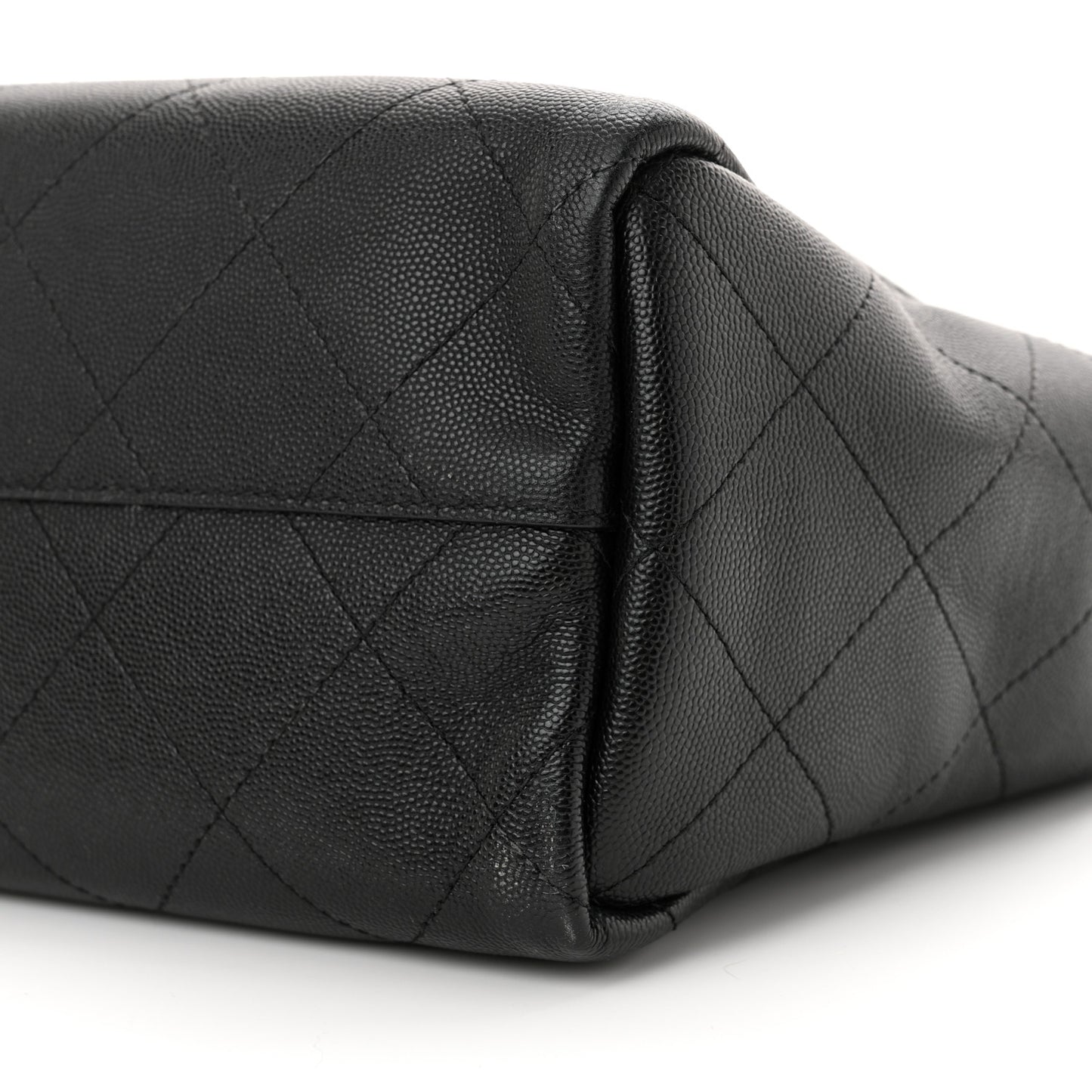 Caviar Stitched Medium Lady Coco Shopping Tote Black