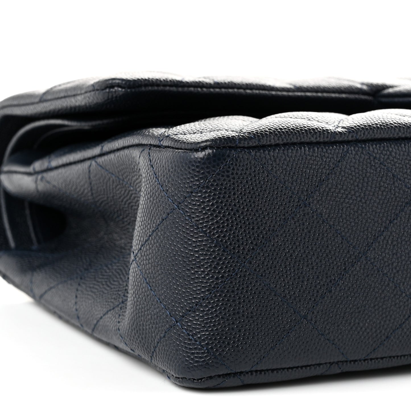 Caviar Quilted Medium Double Flap Navy