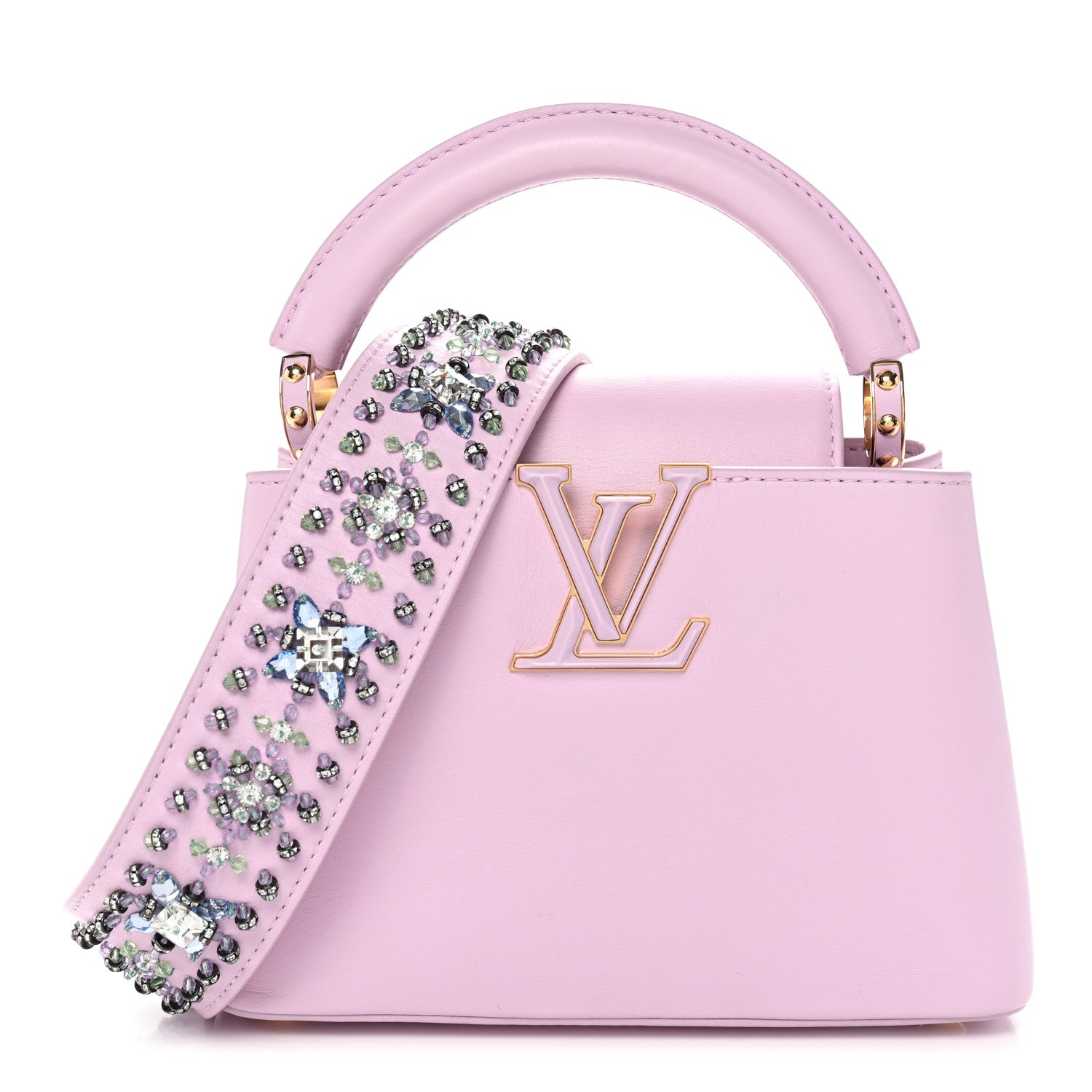 Louis Vuitton Smooth Calfskin Swarovski Crystal Mini Capucines Wisteria Purple 1 of 11