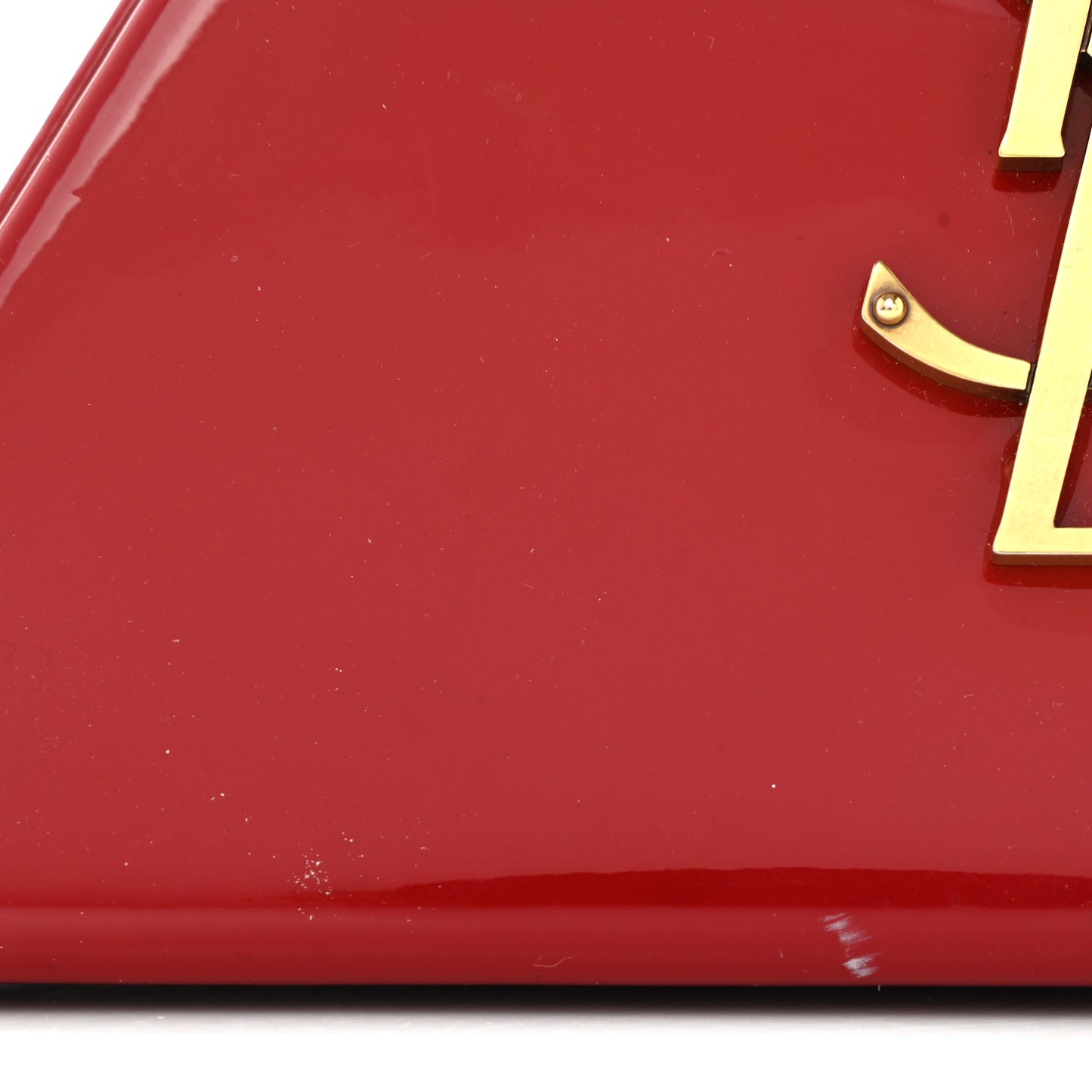 Patent Pyramid Clutch Rouge