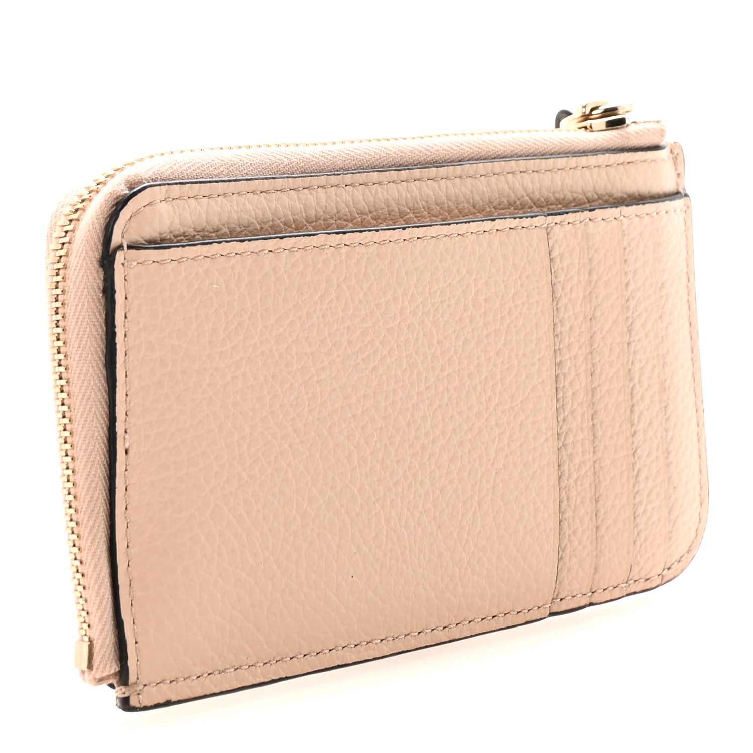 Chloe Grained Calfskin Alphabet Zip Card Holder Cement Pink