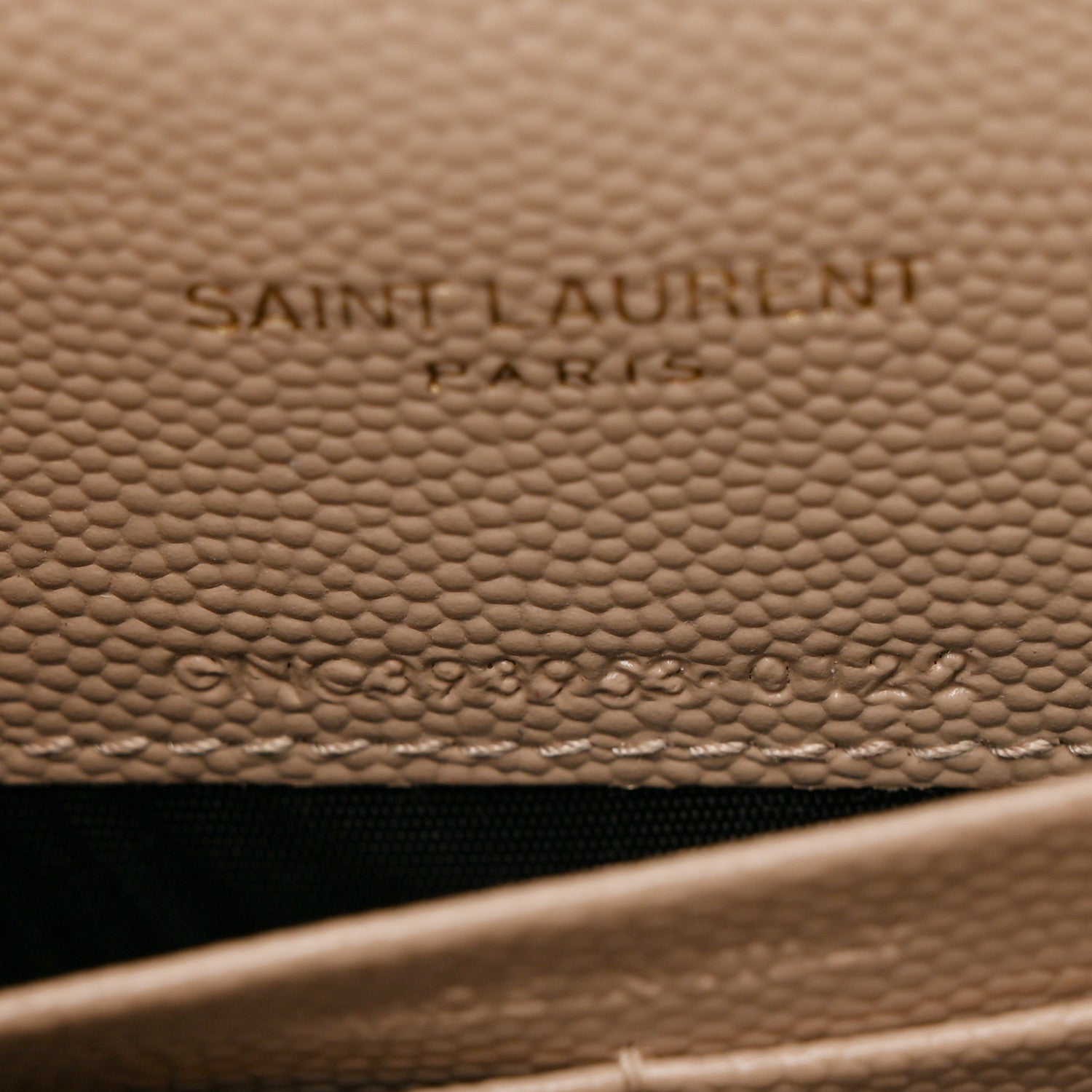 Saint Laurent Grain De Poudre Matelasse Chevron Monogram Envelope Chain Wallet Dark Beige 7 of 10