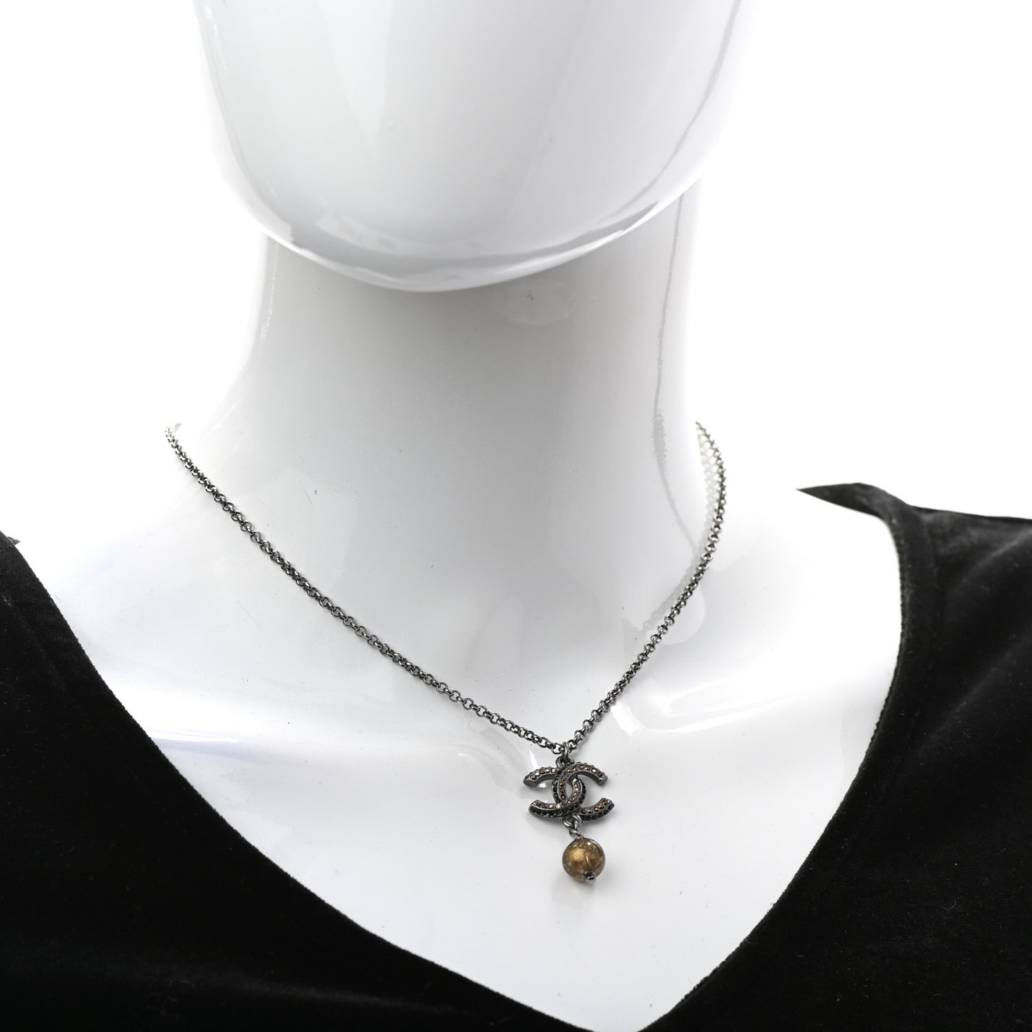 Ruthenium Crystal CC Drop Necklace