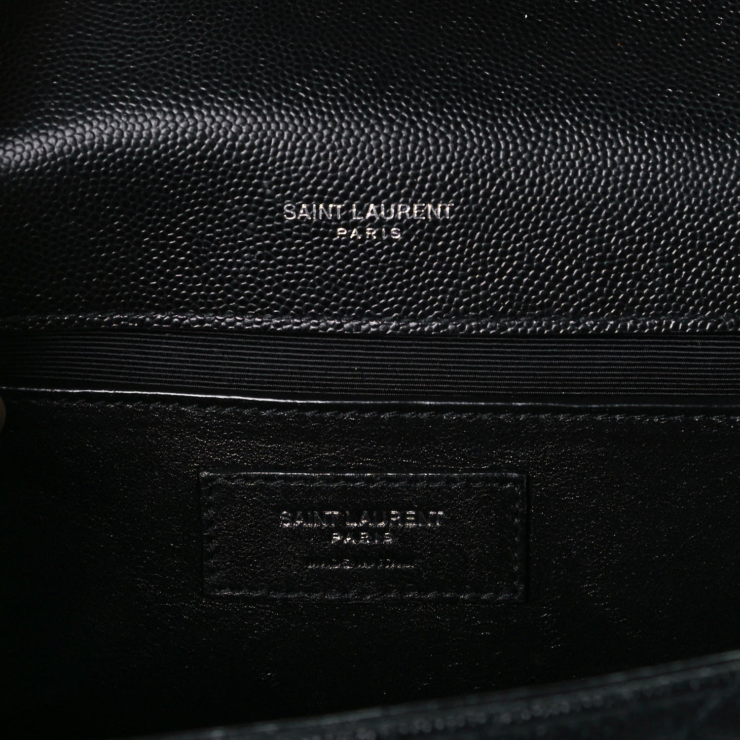 Saint Laurent Grain De Poudre Textured Mixed Matelasse Triquilt Medium Monogram Satchel Black 6 of 8