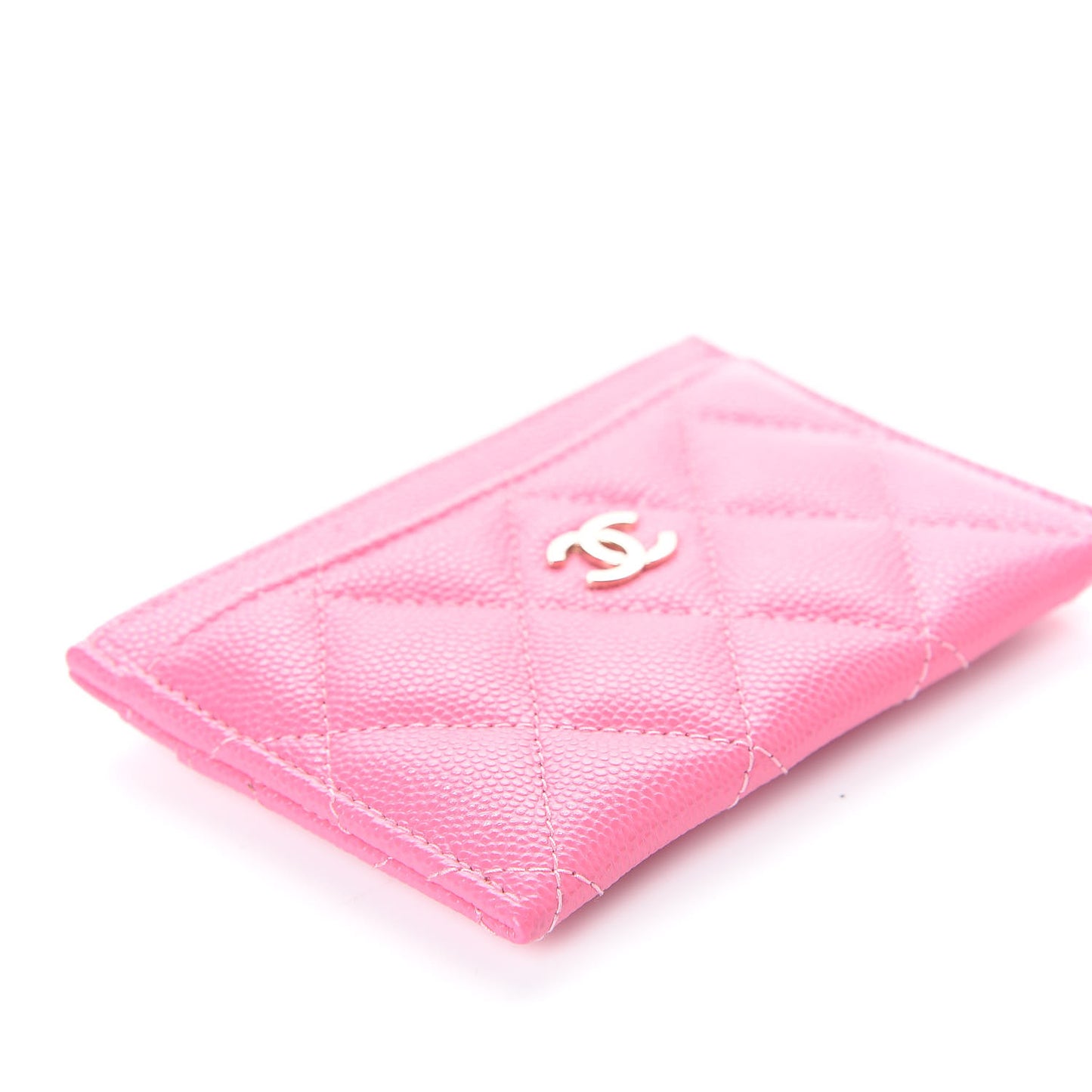 Caviar Quilted Card Holder Pink