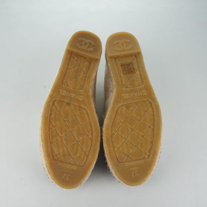 Chanel Toile Sequin CC Espadrilles 37 Beige Black 5 of 9