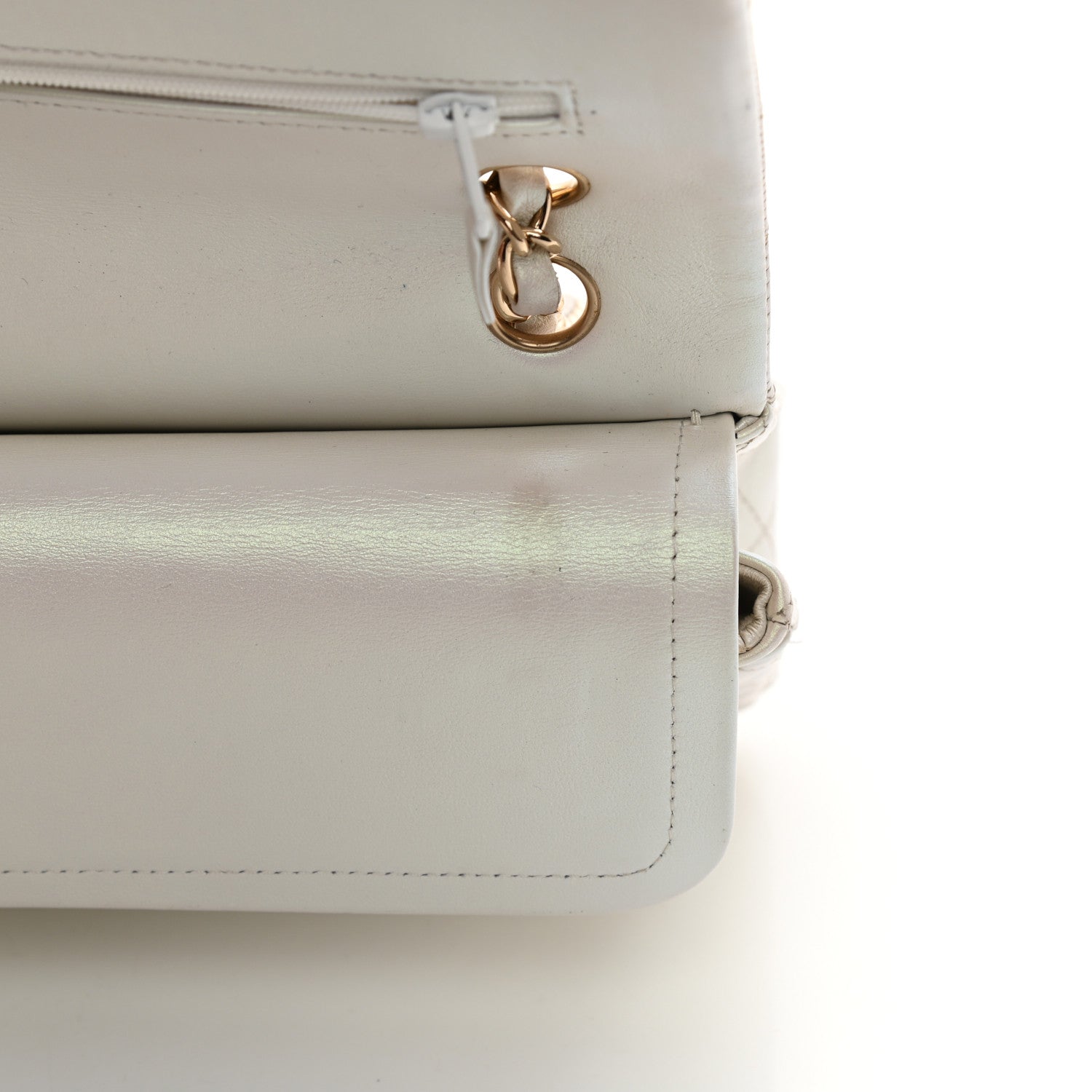 Chanel Iridescent Calfskin Quilted Medium Double Flap White 14 of 22