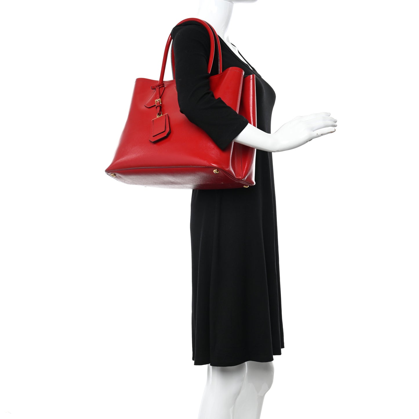 Saffiano Vernice Medium Double Bag Rosso