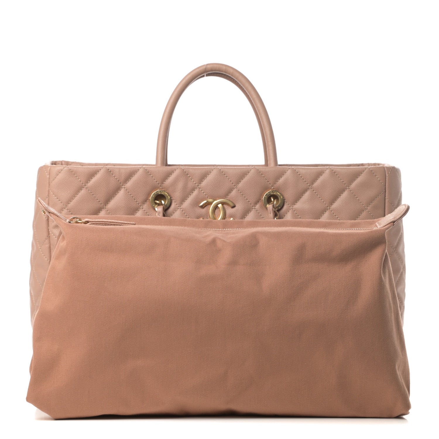 Chanel Caviar Quilted Large Coco Handle Shopping Tote Beige 3 of 13