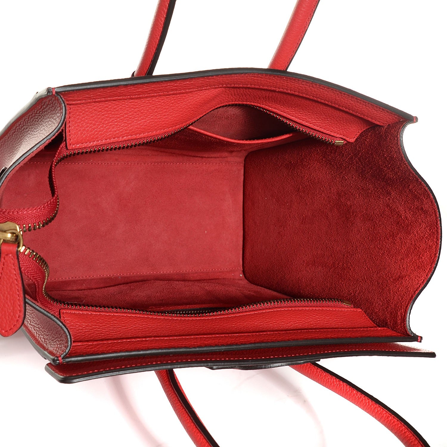 Celine Drummed Calfskin Micro Luggage Coquelicot 9 of 14