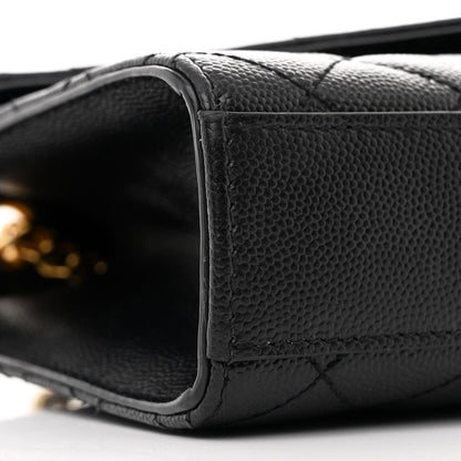 Saint Laurent Grain De Poudre Textured Mixed Matelasse Triquilt Small Monogram Satchel Black 9 of 11