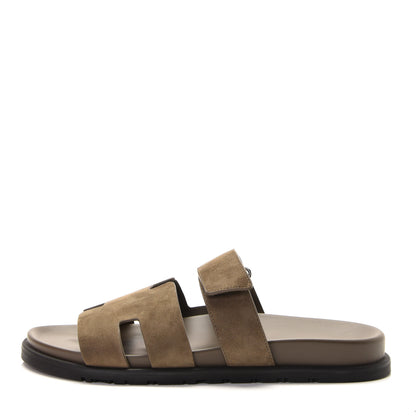 Hermes Suede Goatskin Mens Chypre Sandals 42.5 Vert Army 1 of 12