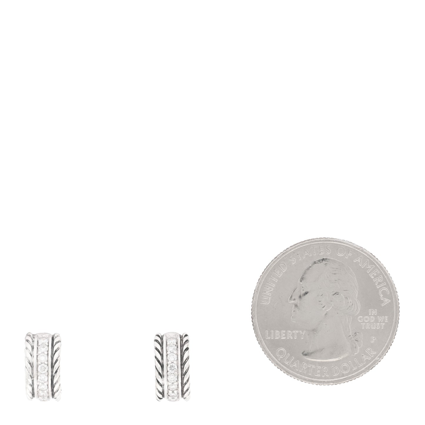 Sterling Silver Diamond 12mm Cable Hoop Earrings
