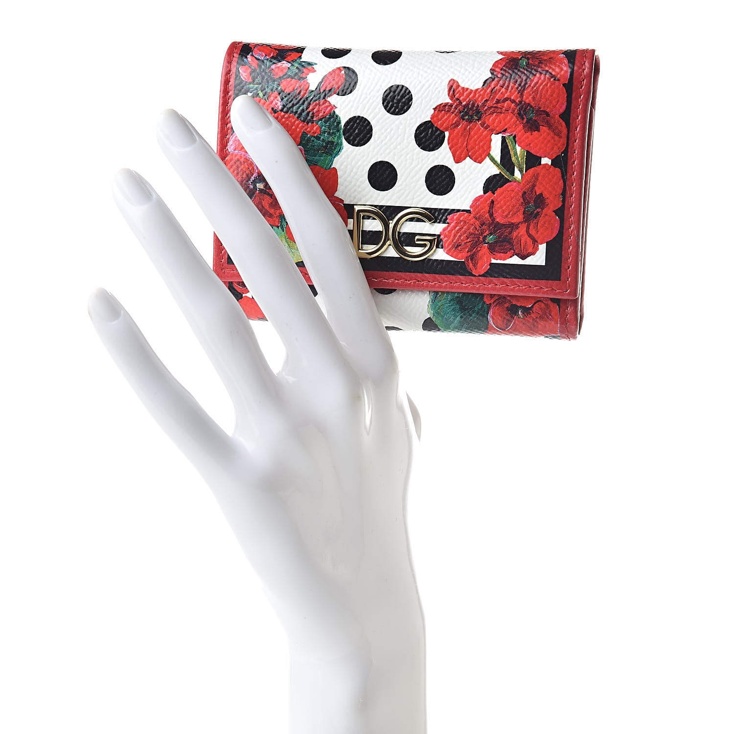 Dolce & Gabbana Dauphine Polka Dot Floral Print French Flap Wallet 2 of 7
