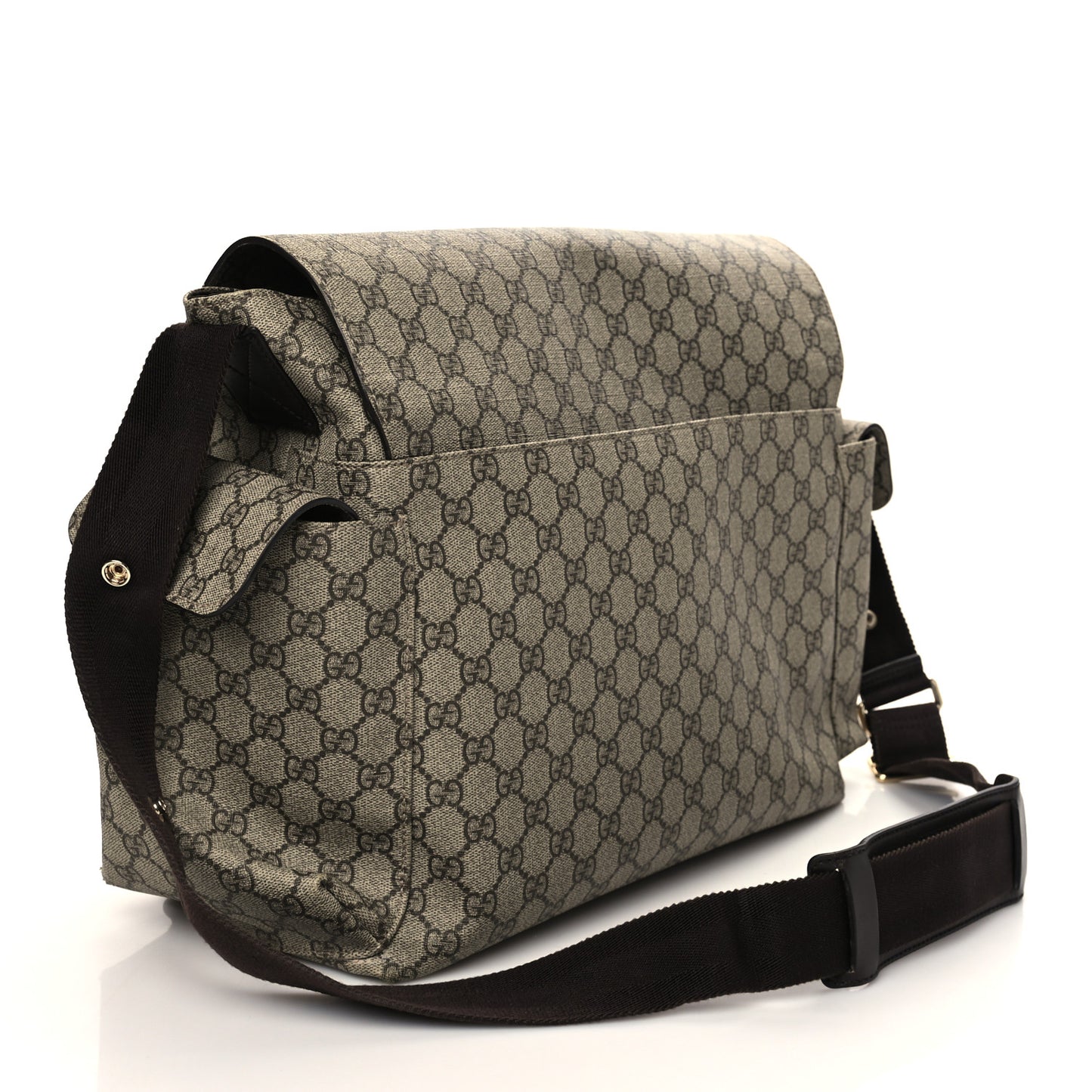 GG Plus Monogram Messenger Diaper Bag Dark Brown