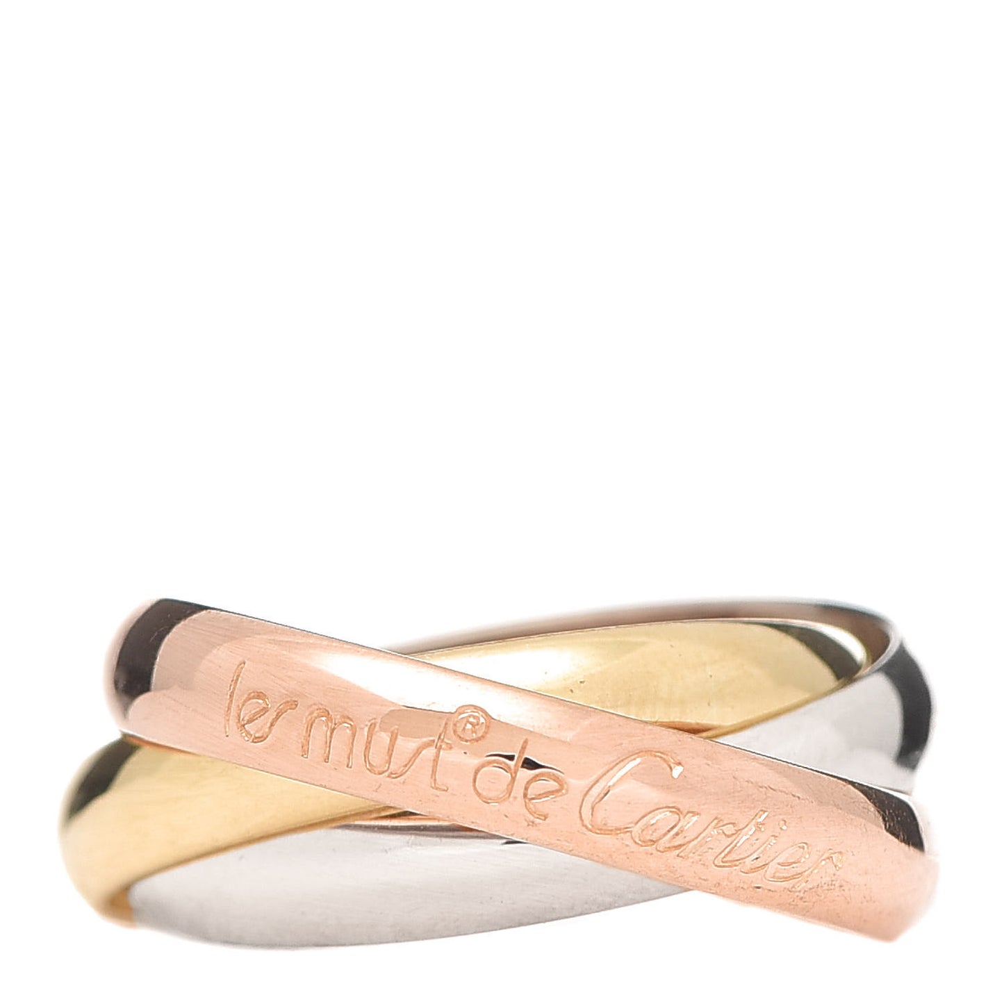 18K Pink Yellow White Gold Classic Les Must De Cartier Trinity Ring 53 6.25