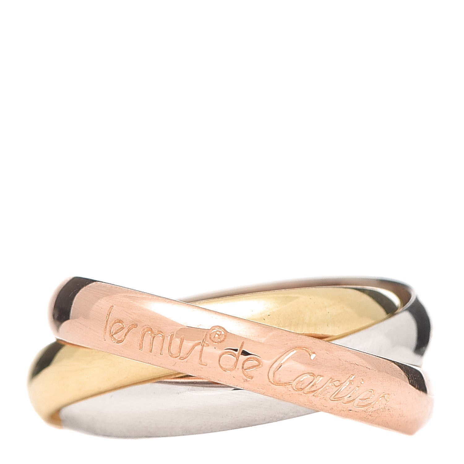 Cartier 18K Pink Yellow White Gold Classic Les Must De Cartier Trinity Ring 53 6.25 1 of 5