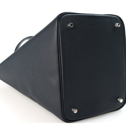 Hermes Epsom Tressage De Cuir Picotin Lock 22 MM Bleu Indigo Black Terre Battue 9 of 10