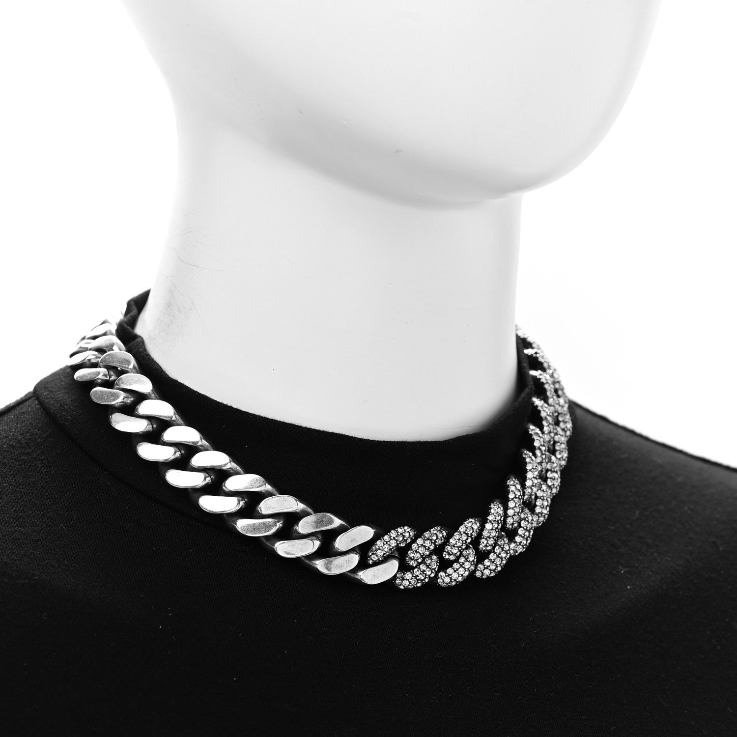 Saint Laurent Crystal Curb Chain Necklace Oxidized Silver Oxidized Silver 2 of 6