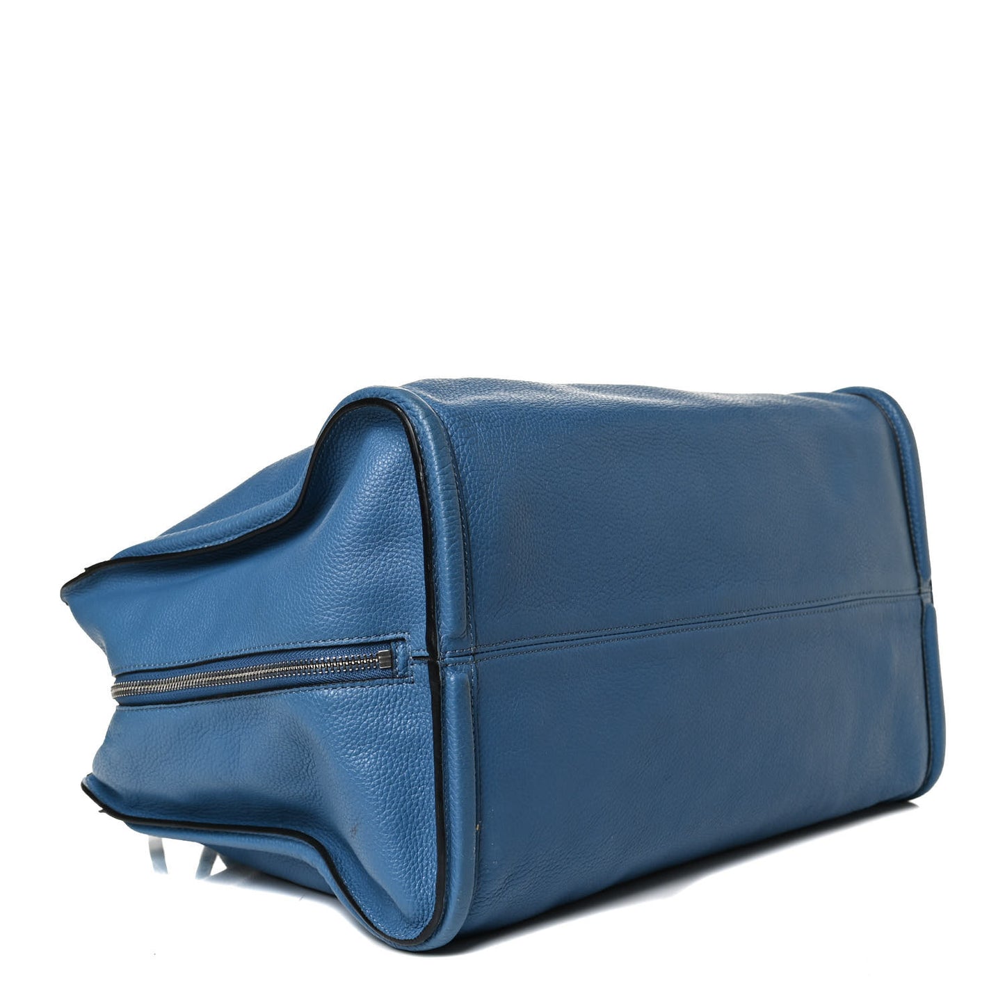 Pebbled Calfskin Large Skull Padlock Zip Around Tote Light Blue