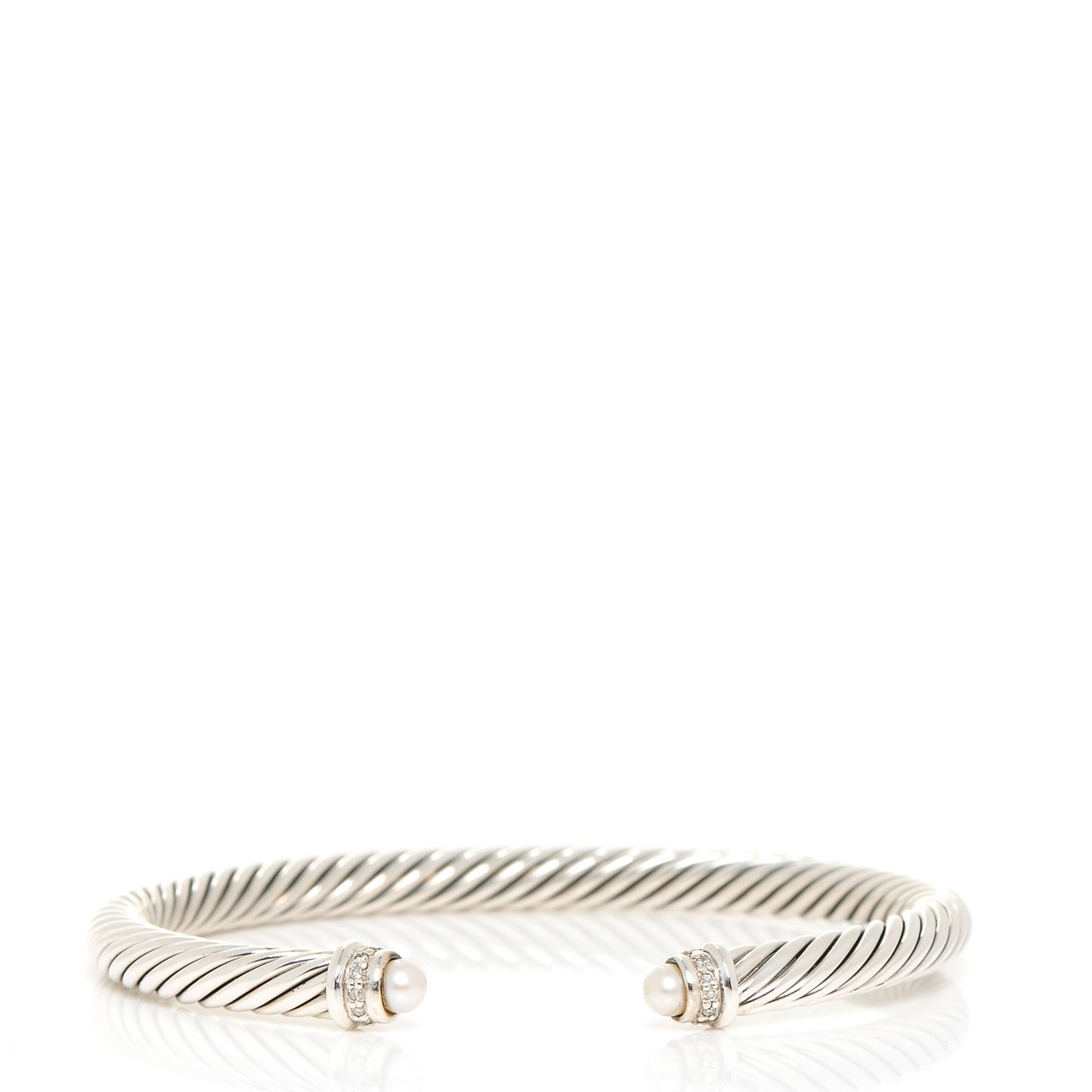 Sterling Silver Diamond Pearl 5mm Cable Classics Bracelet